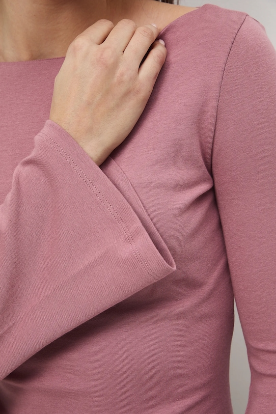 Longsleeve damski gładki z modalem RS26-BUD012 różowy