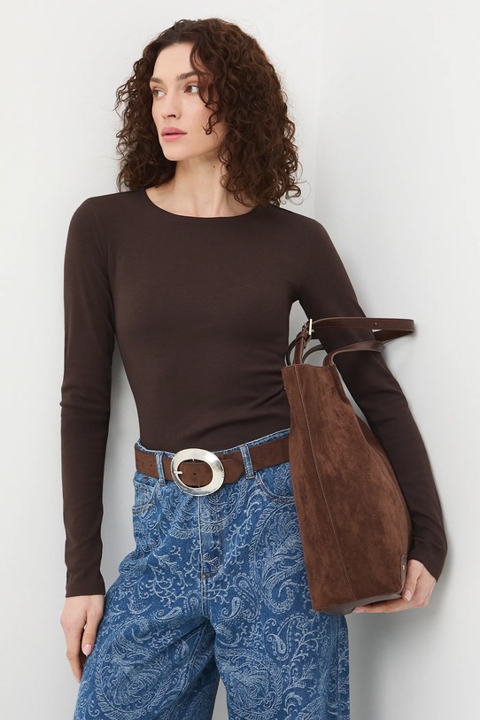 Medicine longsleeve z elastanem brązowy RS26-BUD040