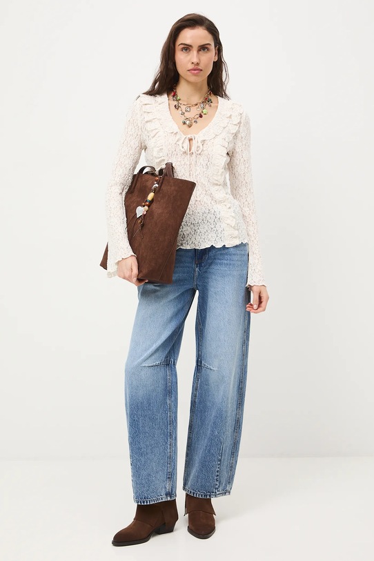 Tričko s dlhým rukávom čipkovaný RS26-BUD400 béžová RS26