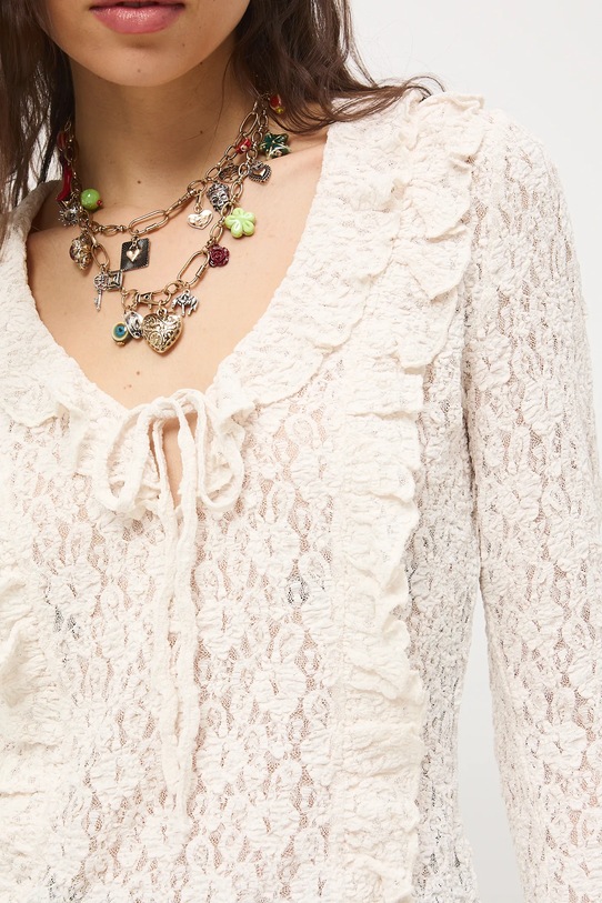 Tričko s dlhým rukávom čipkovaný RS26-BUD400 béžová