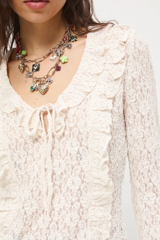 Tričko s dlhým rukávom čipkovaný RS26-BUD400 béžová