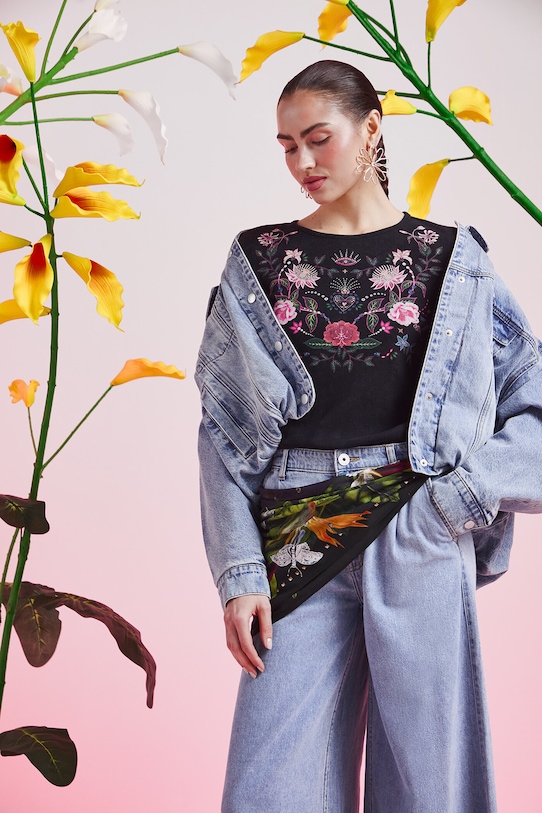 Longsleeve bawełniany damski z elastanem prążkowany okrągły szary RS26-BUD420