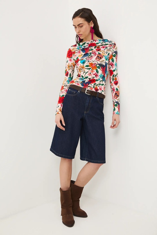 Tričko s dlhým rukávom so vzorom RS26-BUD421 béžová RS26