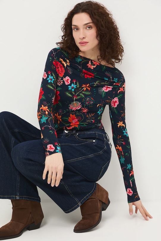 Odzież Longsleeve damski wzorzysty RS26-BUD421 granatowy