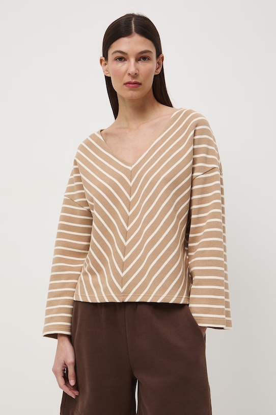 Medicine longsleeve damski bawełniany beżowy RS26-BUD502