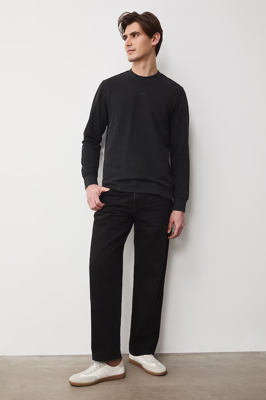 Tričko s dlouhým rukávem pánské bavlněné RS26-BUM052 černá RS26