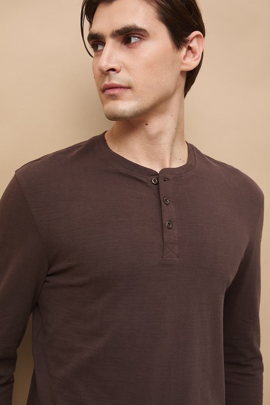 Medicine longsleeve męski bawełniany brązowy RS26-BUM053