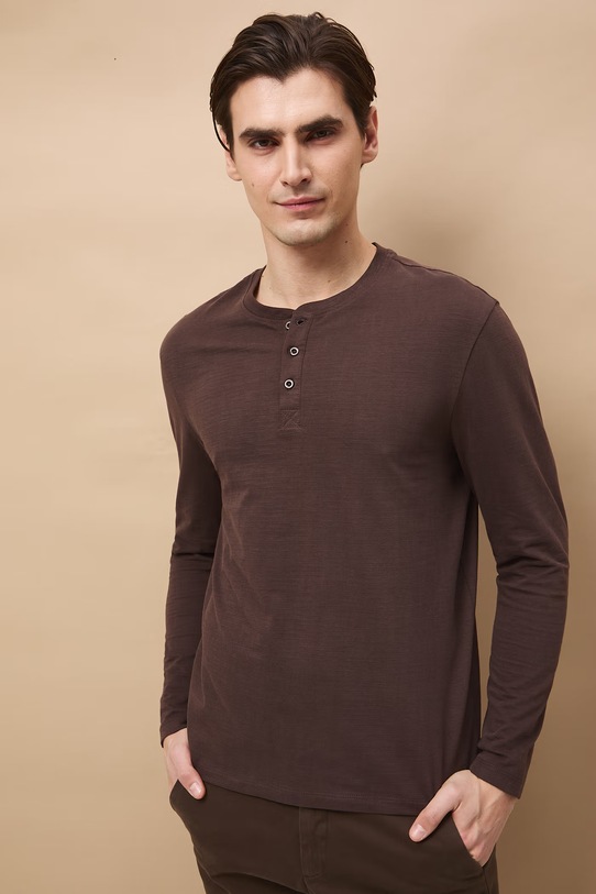 Odzież Medicine longsleeve męski bawełniany RS26-BUM053 brązowy