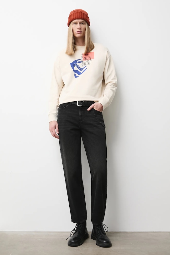 Longsleeve bawełniany męski z kolekcji Eviva L'arte RS26-BUM200 beżowy