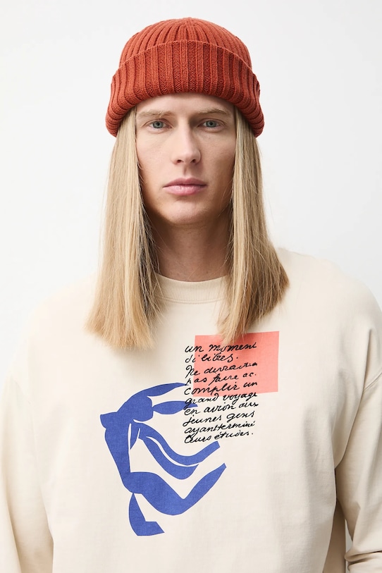 Longsleeve bawełniany męski z kolekcji Eviva L'arte beżowy RS26-BUM200