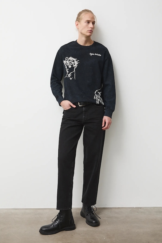 Longsleeve bawełniany męski z kolekcji Eviva L'arte okrągły szary RS26-BUM201