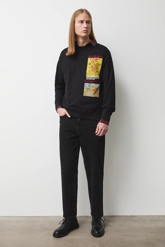 Odzież Longsleeve bawełniany męski z kolekcji Eviva L'arte RS26-BUM202 czarny