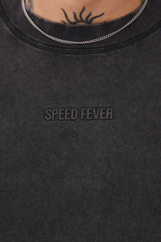 Longsleeve bawełniany męski z nadrukami RS26-BUM401 czarny