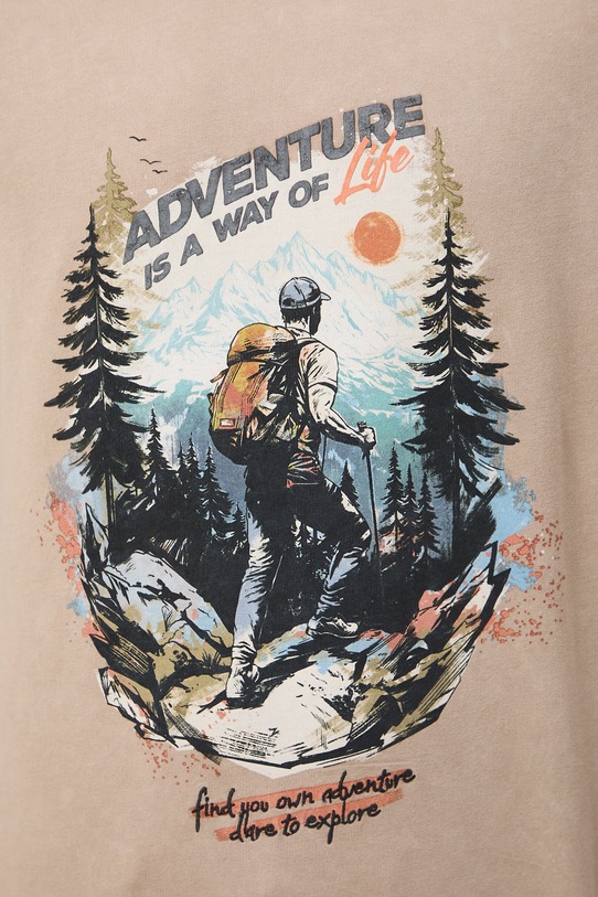 Medicine longsleeve męski bawełniany RS26-BUM500 beżowy