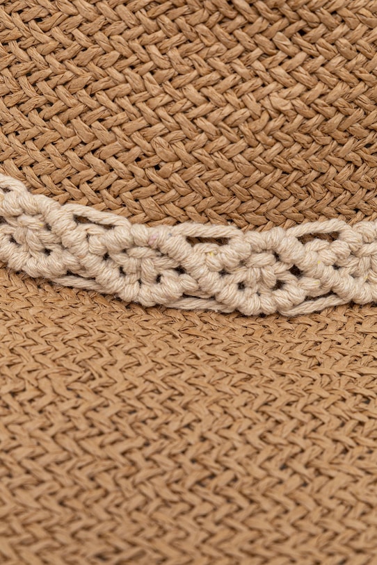 Kapelusz z szerokim rondem damski pleciony handmade beżowy RS26-CAD900