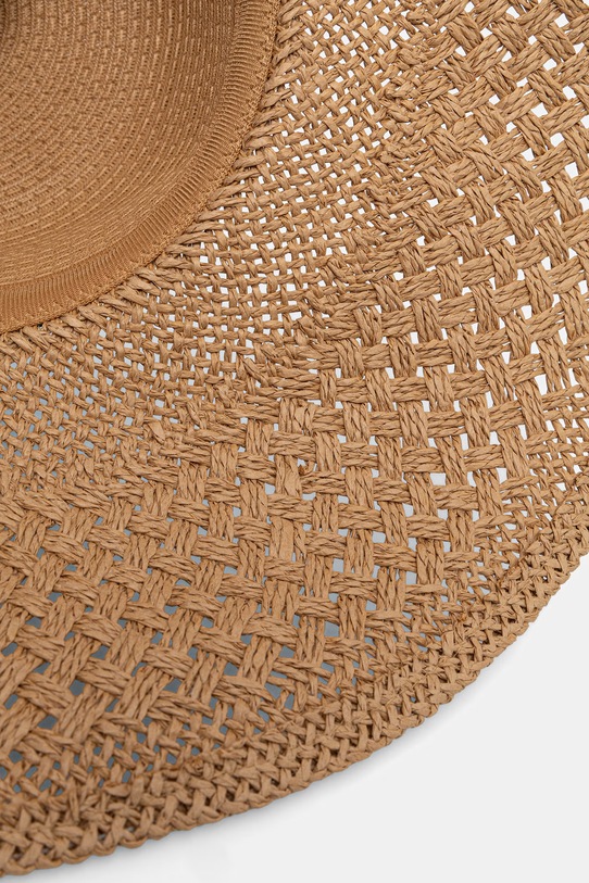 Kapelusz z szerokim rondem damski pleciony handmade RS26-CAD914 beżowy