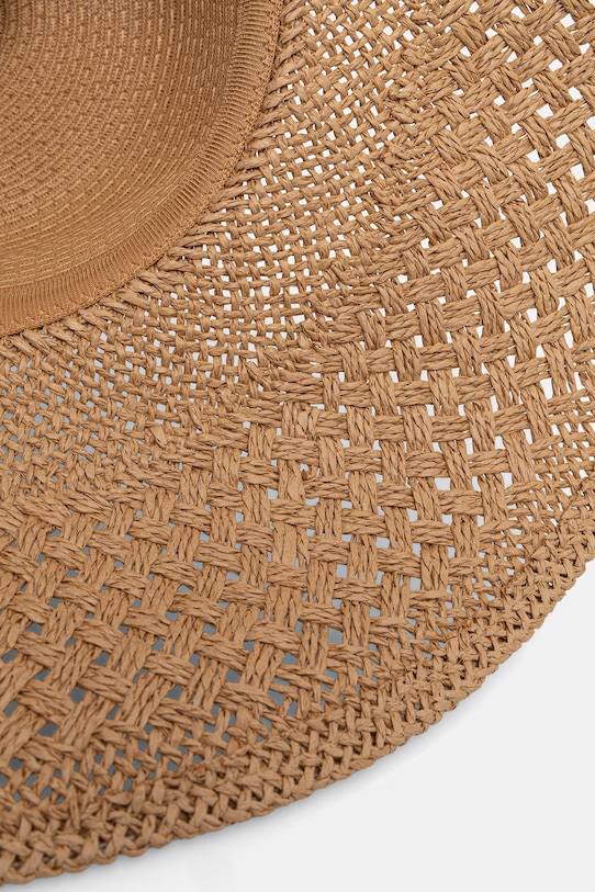 Kapelusz z szerokim rondem damski pleciony handmade RS26-CAD914 beżowy