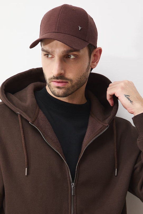 Medicine czapka z daszkiem męska bawełniana brązowy RS26-CAM600