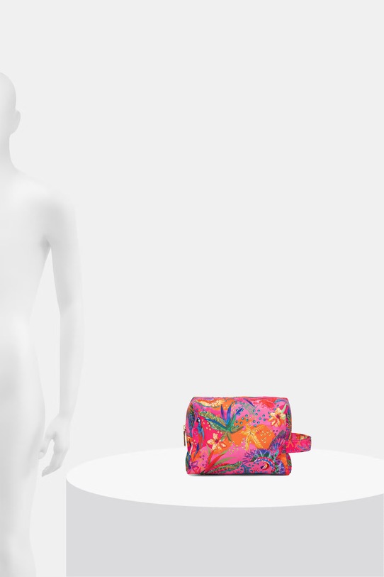 Kosmetyczka z motywem roślinnym różowy RS26-COU802