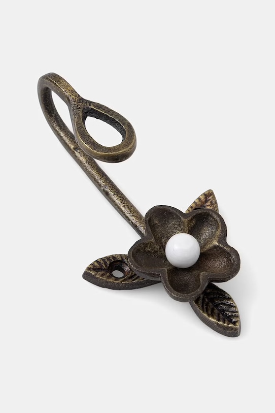 Wieszak ścienny z postarzanego metalu złoty RS26-DEU205