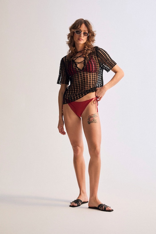 Brazyliany kąpielowe damskie gładkie czerwony RS26-EBD703