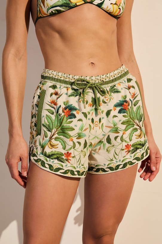 Szorty kąpielowe damskie z motywem roślinnym RS26-ESDB00 multicolor RS26