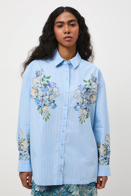 Oblečení Bavlněná košile dámská ze speciální kolekce Eviva L'arte RS26-KDD257 modrá