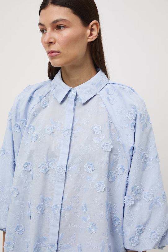 Koszula damska bawełniana żakardowa RS26-KDD500 niebieski
