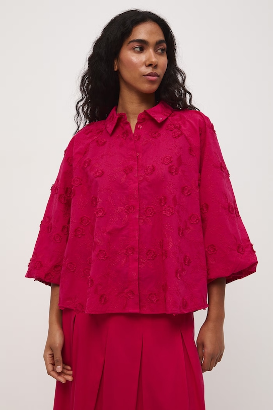 Koszula damska bawełniana żakardowa RS26-KDD500 różowy RS26