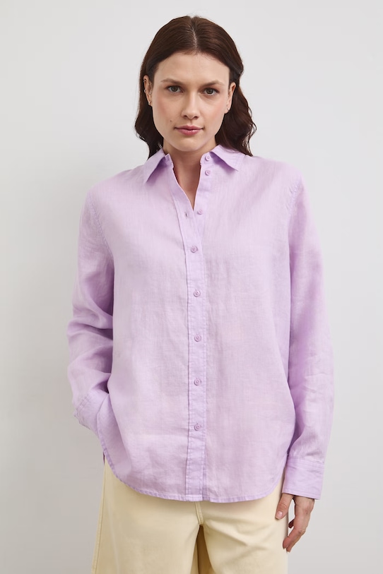 Medicine koszula damska lniana RS26-KDD700 fioletowy RS26