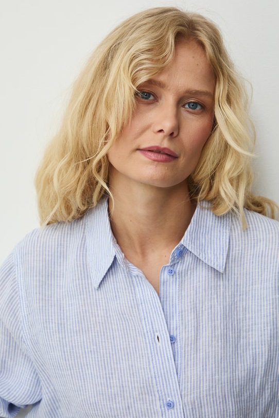 Medicine koszula damska lniana niebieski RS26-KDD700