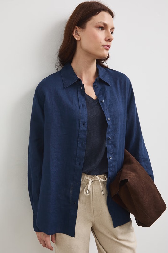 Medicine koszula damska lniana granatowy RS26-KDD700