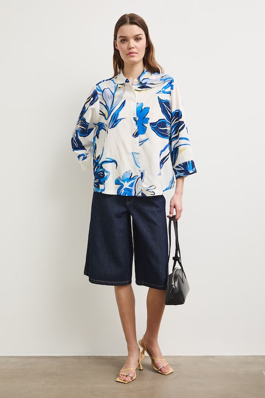 Medicine košeľa dámska s prímesou ľanu RS26-KDD801 béžová RS26