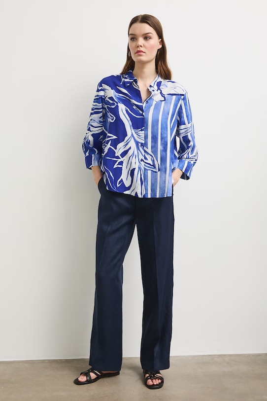 Medicine košeľa dámska s prímesou ľanu RS26-KDD801 modrá RS26