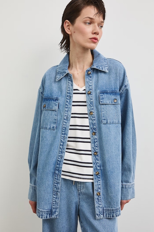 Koszula damska jeansowa z lyocellem niebieski RS26-KDD804