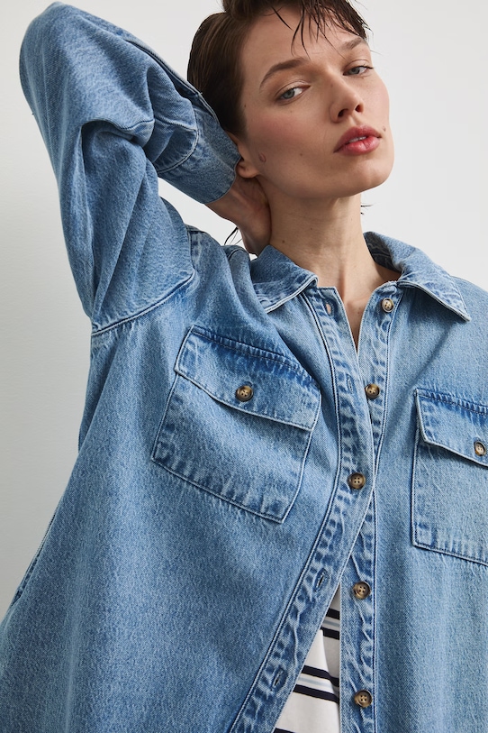 Koszula damska jeansowa z lyocellem niebieski RS26-KDD804