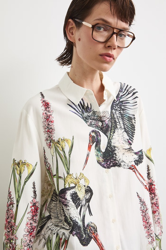 Koszula damska z dodatkiem lnu z kolekcji Bieszczadzki Park Narodowy x Medicine RS26-KDD850 biały