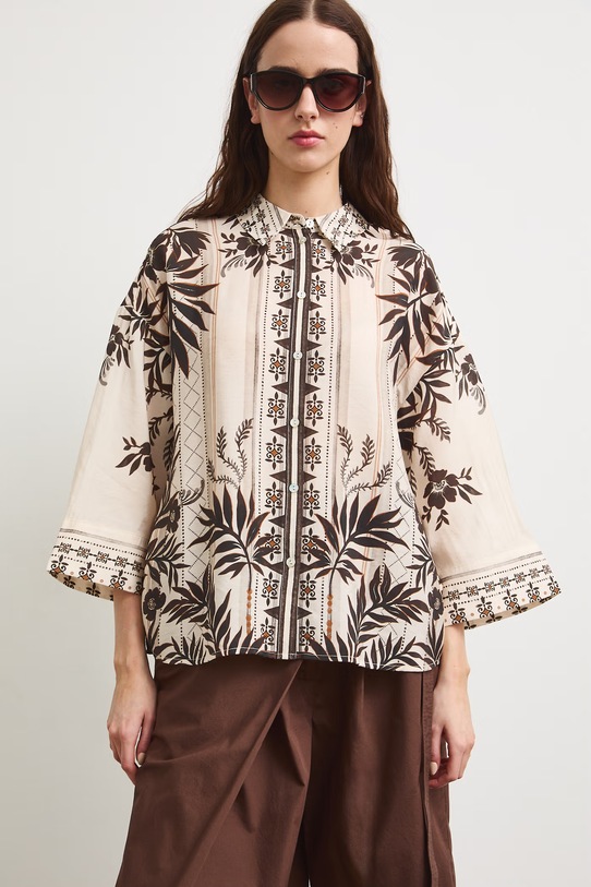 Koszula damska z wiskozą beżowy RS26-KDD900