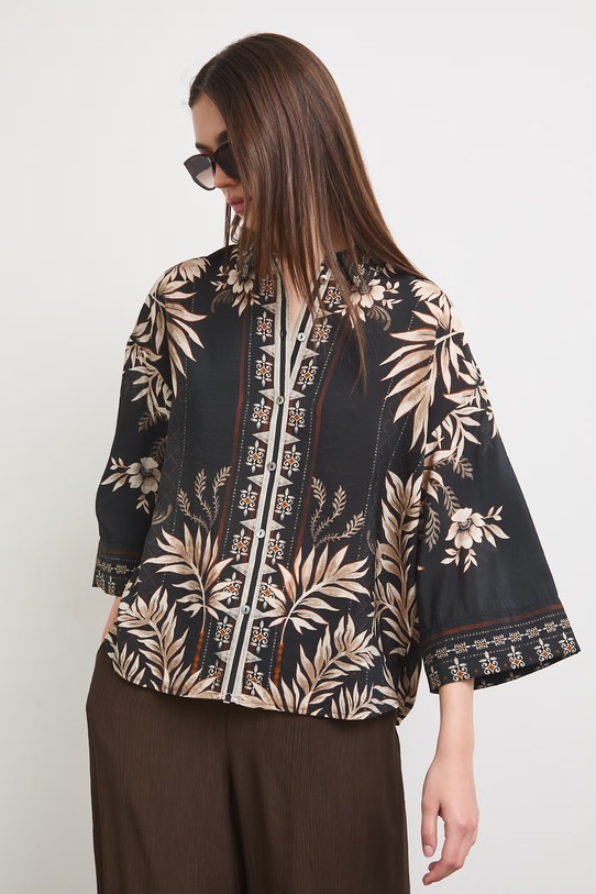 Koszula damska z wiskozą RS26-KDD900 czarny RS26