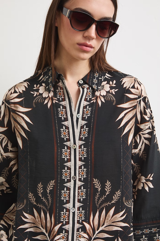 Koszula damska z wiskozą czarny RS26-KDD900