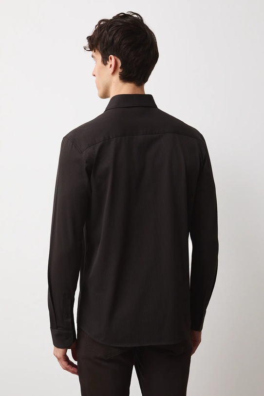 Odzież Koszula męska z kołnierzykiem klasycznym z fakturą RS26-KDM010 brązowy