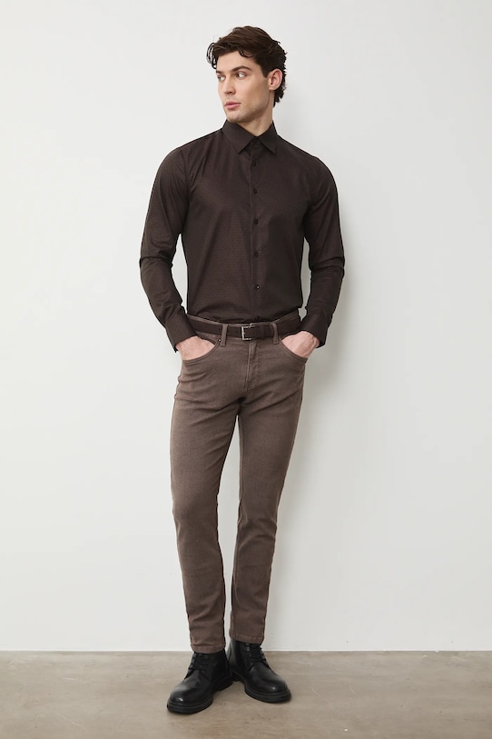 Medicine koszula wzorzyste brązowy RS26-KDM035