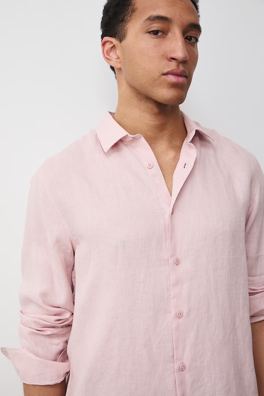 Koszula męska lniana różowy RS26-KDM071