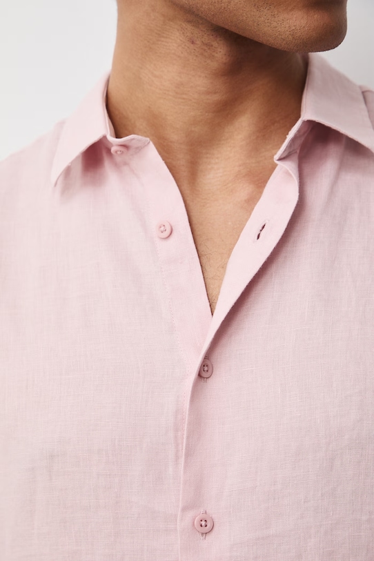 Koszula męska lniana RS26-KDM071 różowy