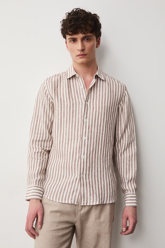 Koszula męska lniana RS26-KDM071 brązowy RS26