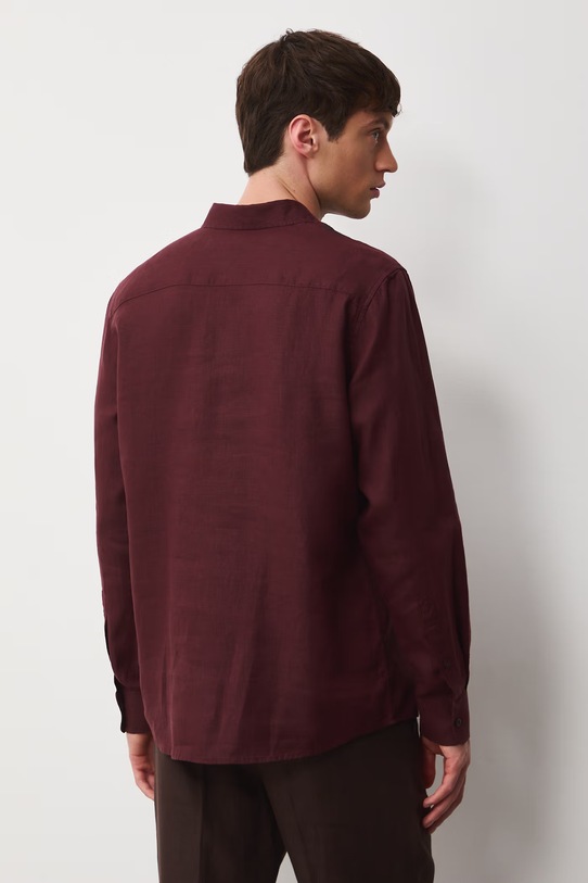 Odzież Koszula męska lniana RS26-KDM071 bordowy