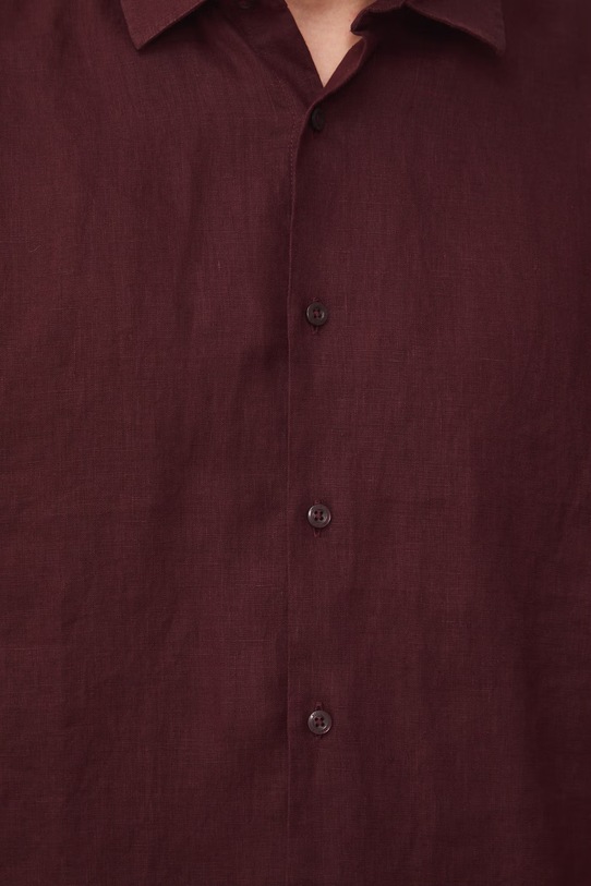 Koszula męska lniana RS26-KDM071 bordowy