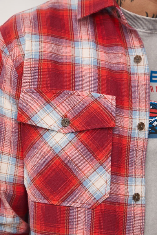 Koszula bawełniana męska z kołnierzykiem klasycznym w kratę RS26-KDM400 multicolor