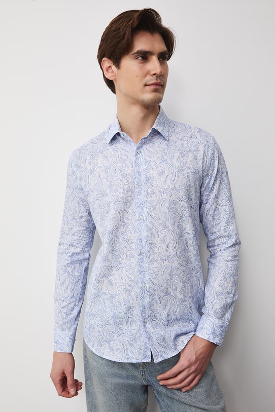 Koszula męska bawełniana RS26-KDM502 niebieski RS26