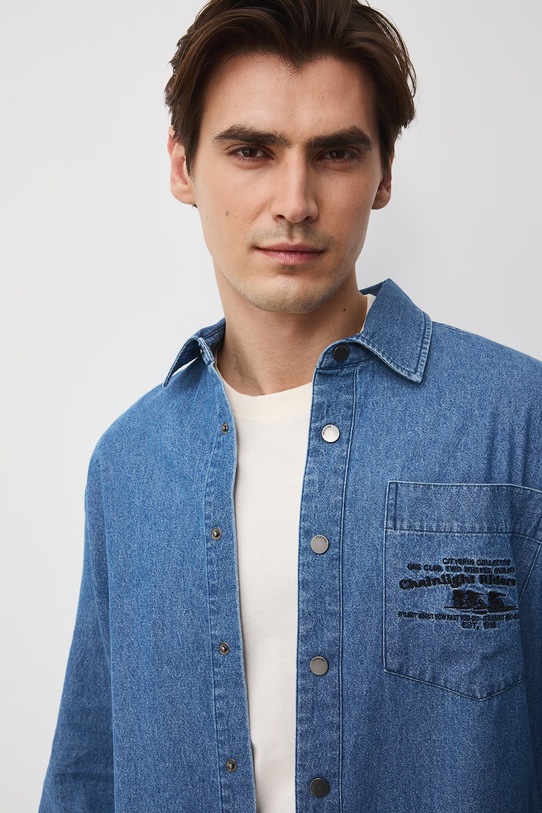 Košeľa pánska bavlnená tmavomodrá RS26-KDM505